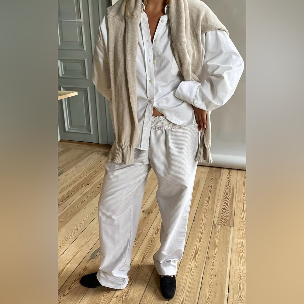 NWOT Djerf Avenue Breezy Pants Beige Stripe - Tall